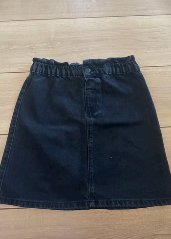 Siyah Loose Fit Denim Mini Etek - Görsel 5