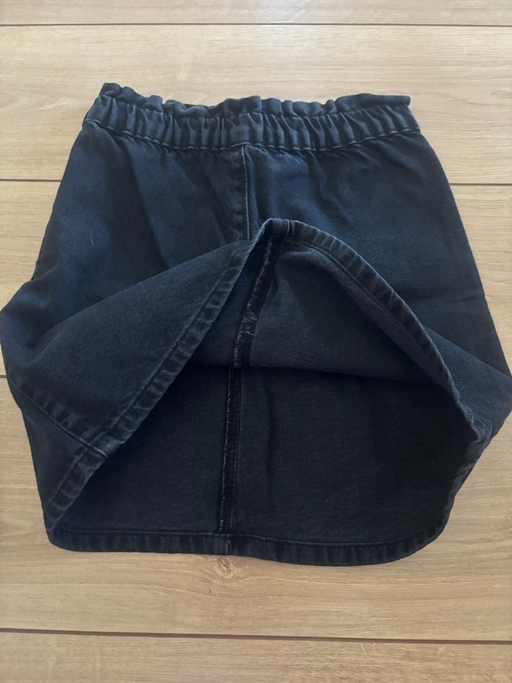 Siyah Loose Fit Denim Mini Etek - Görsel 4