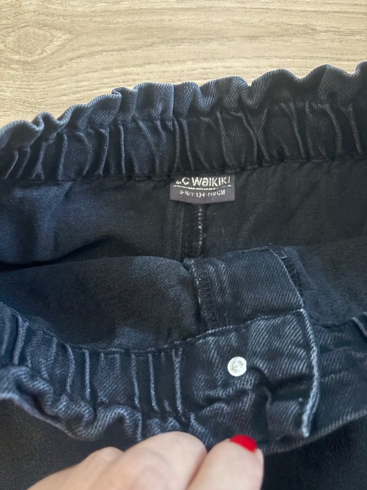 Siyah Loose Fit Denim Mini Etek - Görsel 2