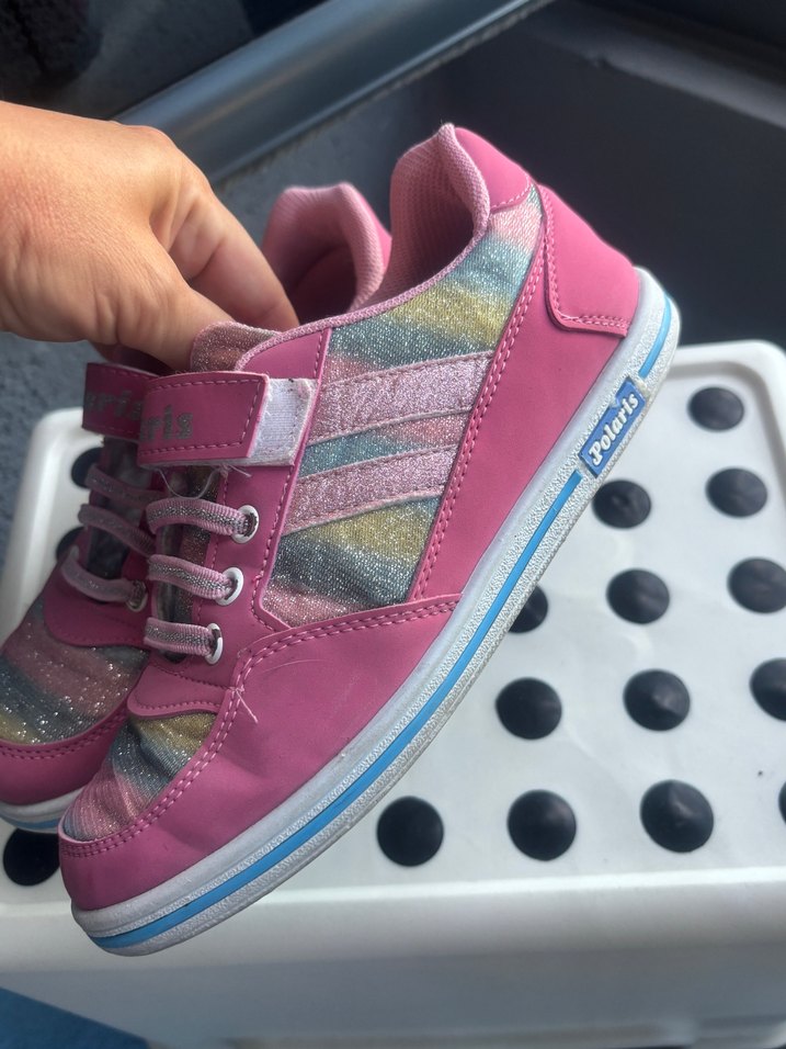 Kız Çocuk Renkli Bağcıklı ve Cırtlı Spor Ayakkabı - Görsel 4