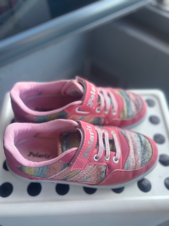 Kız Çocuk Renkli Bağcıklı ve Cırtlı Spor Ayakkabı - Görsel 2