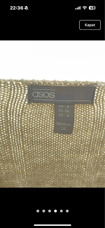 36 Beden camel Renk Asos Kazak