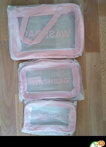  Beden pembe Renk Washbag 3lü set 