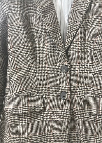 36 Beden Kahverengi Düğmeli Kadın Blazer Ceket vintage