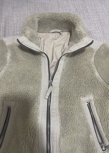 xs Beden camel Renk Kürklü Yüksek Yakalı Bej Kadın Ceket