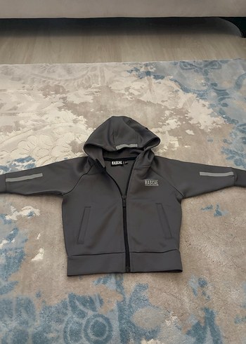 Kapüşonlu Fermuarlı Gri Erkek Çocuk Sweatshirt - Görsel 5