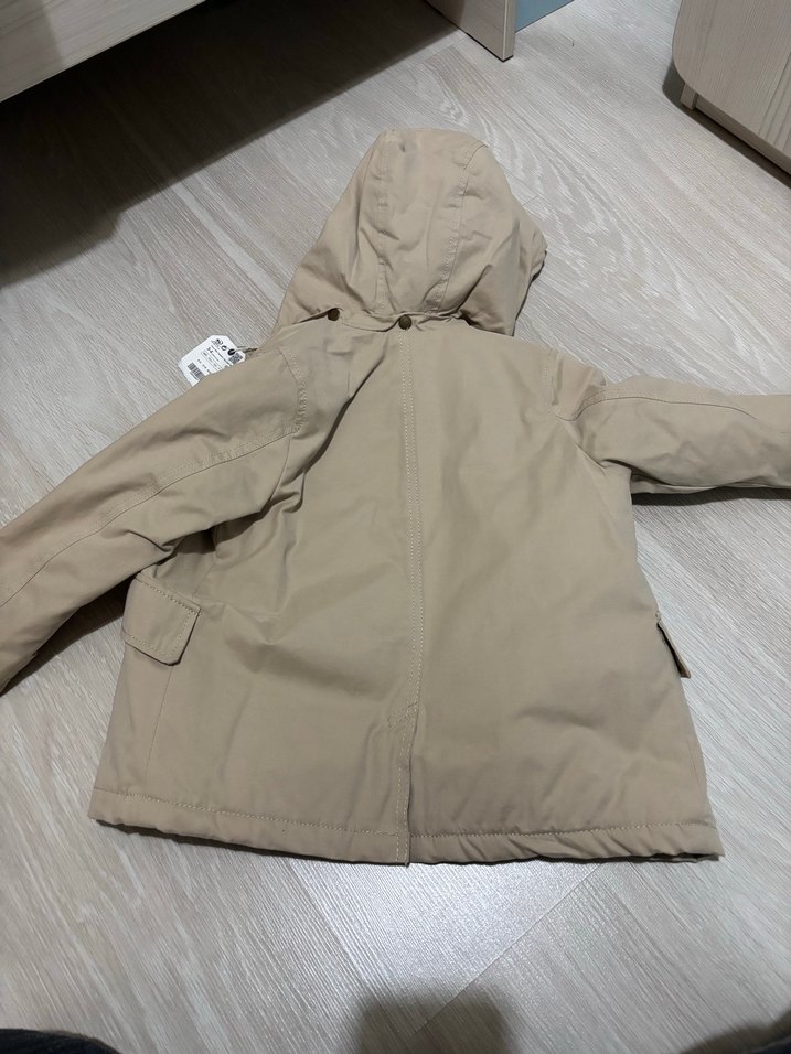 Zara etiketli Bej Kapüşonlu Düğmeli Erkek Çocuk Kaban - Görsel 4