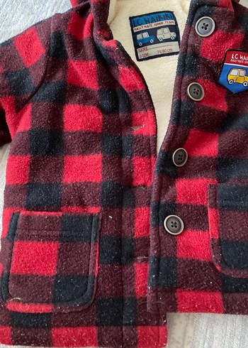 Düğmeli Kırmızı Kareli Erkek Çocuk Kabanı - Görsel 4