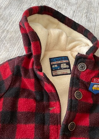 Düğmeli Kırmızı Kareli Erkek Çocuk Kabanı - Görsel 3