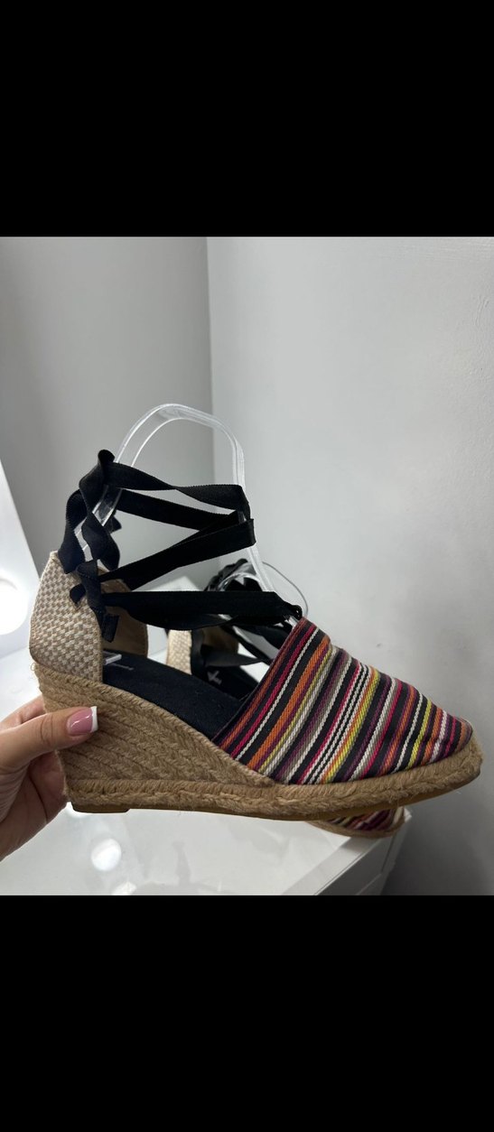 Kadın Çok Renkli Bohem Dolgu Topuklu Espadril Sandalet - Görsel 5