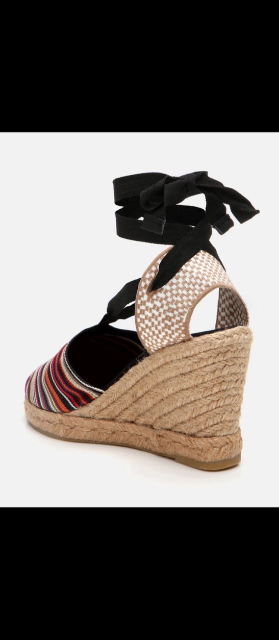 Kadın Çok Renkli Bohem Dolgu Topuklu Espadril Sandalet - Görsel 3
