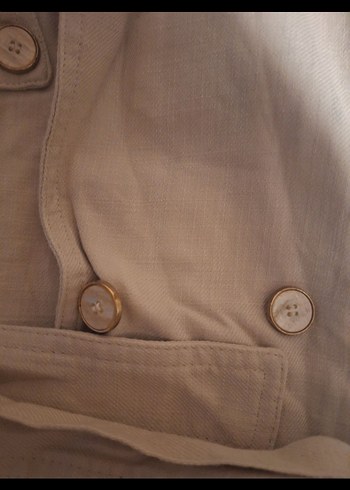 Koton Kolsuz Bej Keten Ceket Elbise - Görsel 6