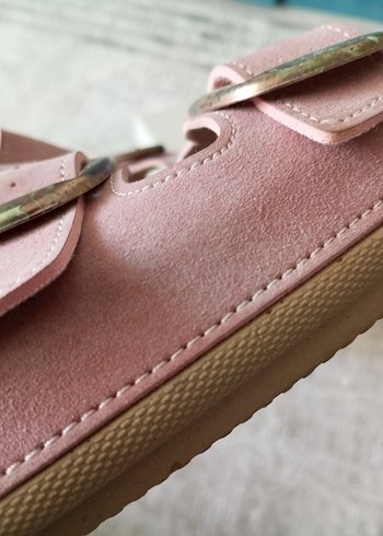 Pembe Süet Tokalı Kadın Terlik - Görsel 4