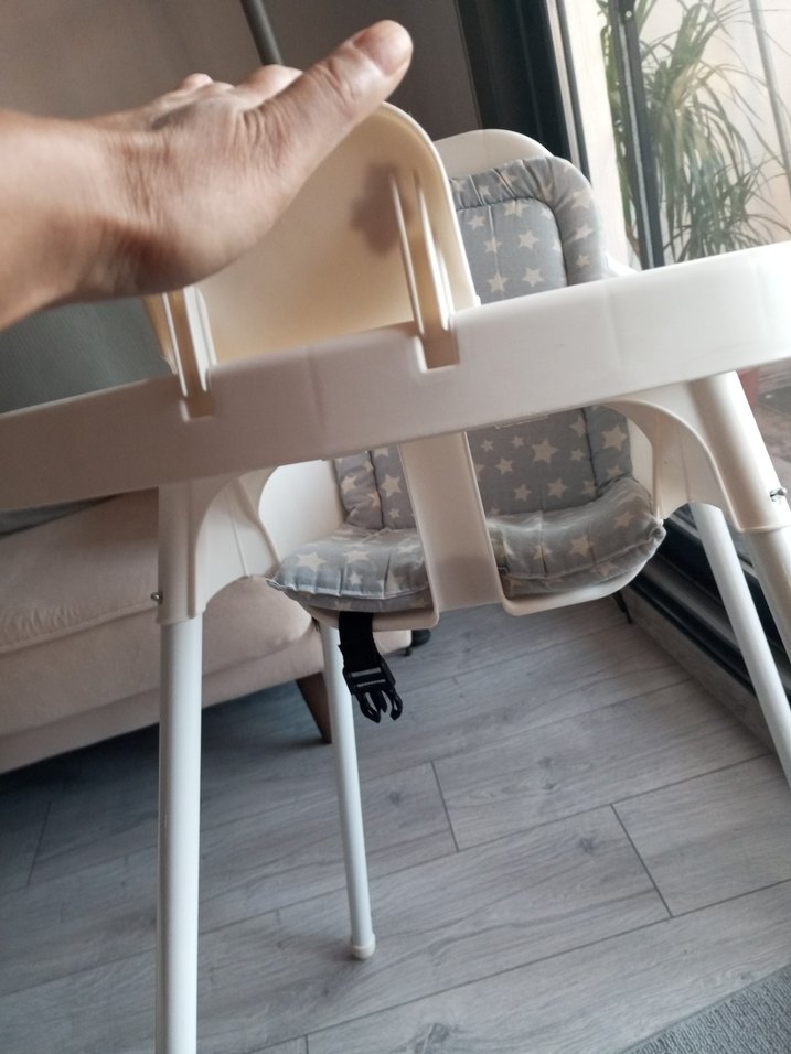 Gri Yıldız Desenli minderli Bebek Mama Sandalyesi - Görsel 2