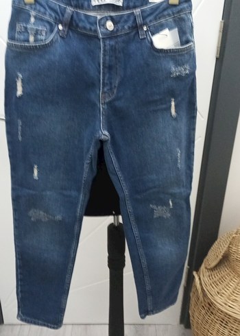 Diğer Mavi Yikamali Likrali Kesim Jean