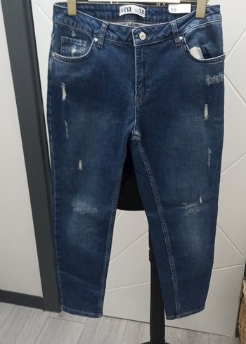 Diğer Koyu Mavi Yikamali Likrali Kesim Jean