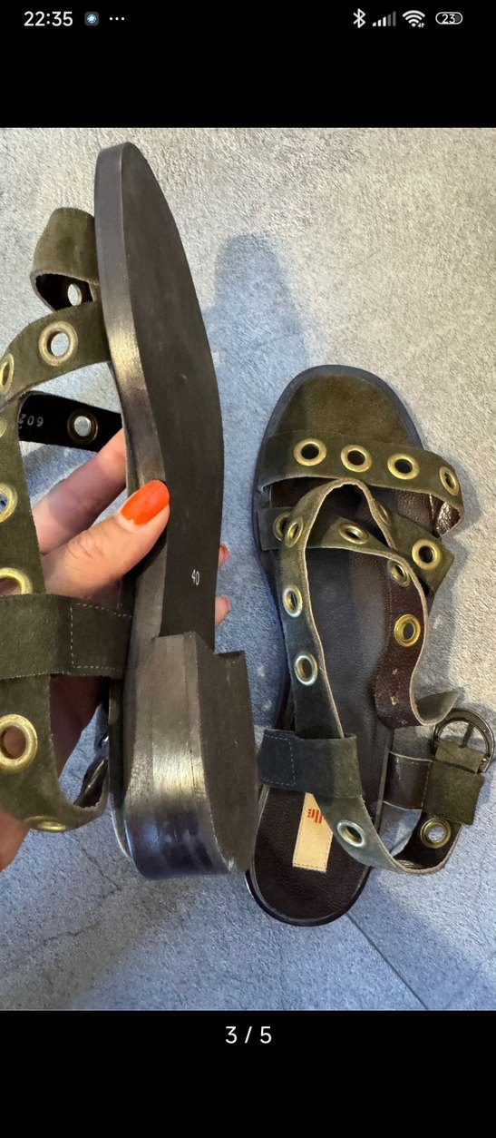 Tokalı Kadın Deri Bohem Kısa Topuklu Sandalet - Görsel 3