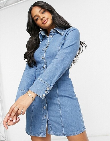 s Beden asos denim kot elbise