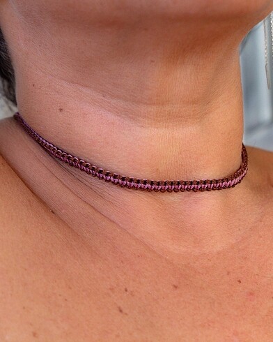 Tasarımcı ?cotton candy? makrome örgü choker
