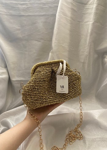 Gold Simli Clutch Çanta
