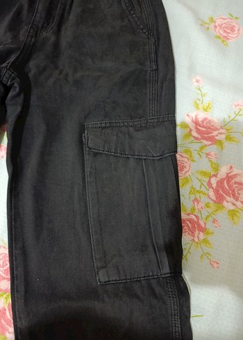 32 Beden Düğmeli Siyah Loose Fit Kot Pantolon
