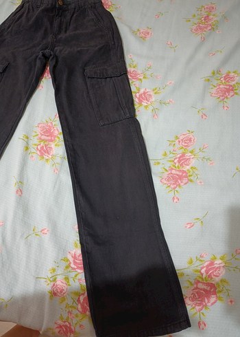 Pull and Bear Düğmeli Siyah Loose Fit Kot Pantolon