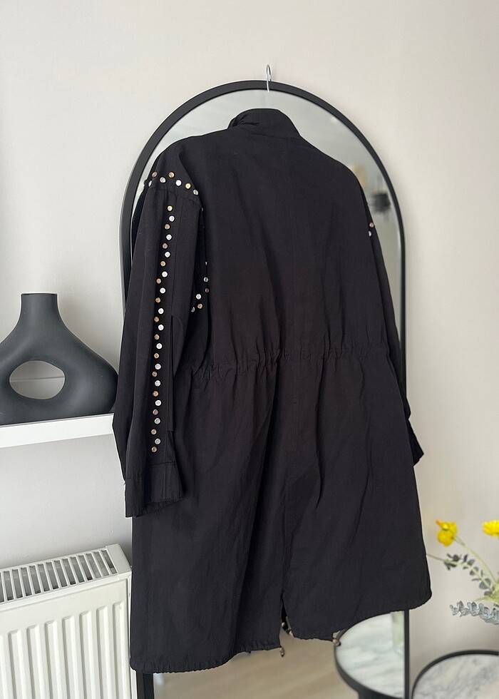 Taşlı trençkot - Görsel 5