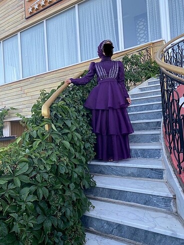 Mor düğün nişan elbisesi abiye