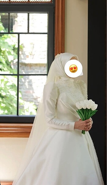 Butik Şenkal Saten İncili Tesettür Gelinlik - Görsel 8