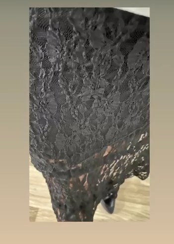 Dantel Detaylı Siyah Midi etek - Görsel 5