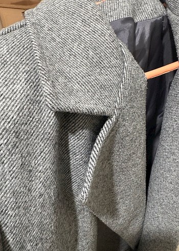 Gri Çift Düğmeli Kışlık ceket - Görsel 4