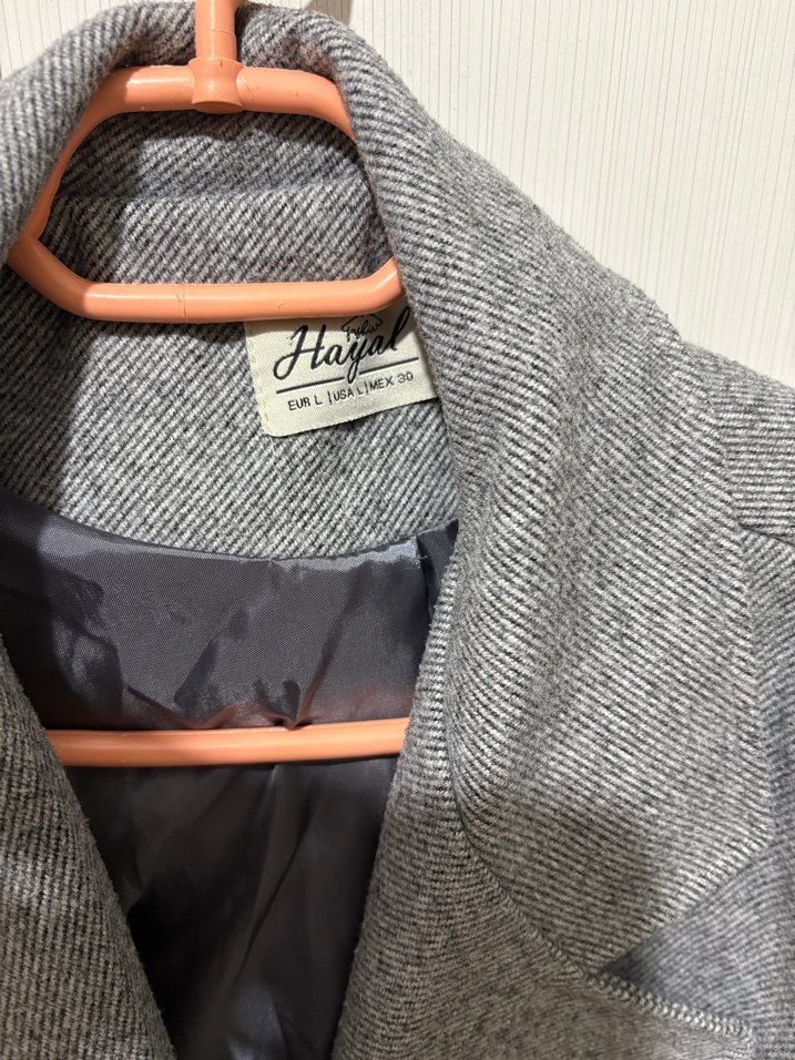 Gri Çift Düğmeli Kışlık ceket - Görsel 3