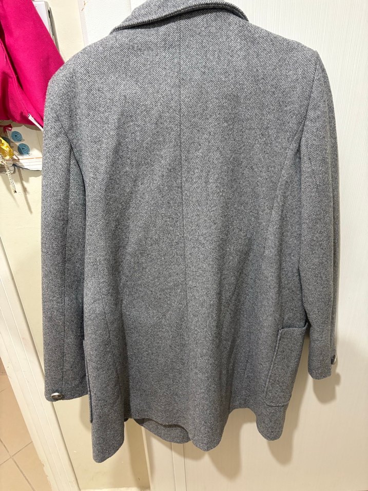 Gri Çift Düğmeli Kışlık ceket - Görsel 2