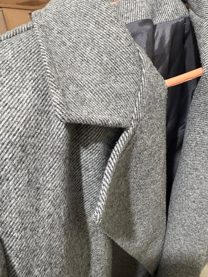 Gri Çift Düğmeli Kışlık ceket - Görsel 4