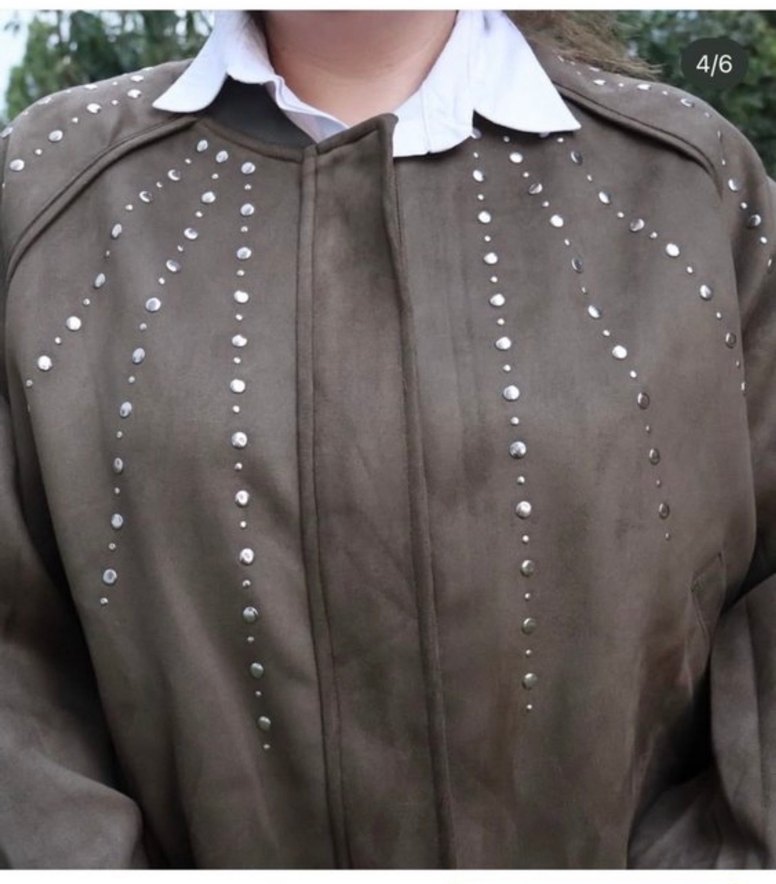 Haki süet zımbalı ceket - Görsel 2