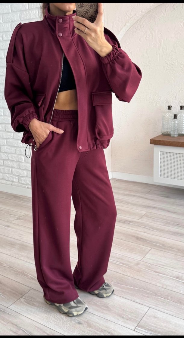 Bordo Kadın Rahat Kesim Eşofman Takımı( beymen) - Görsel 3