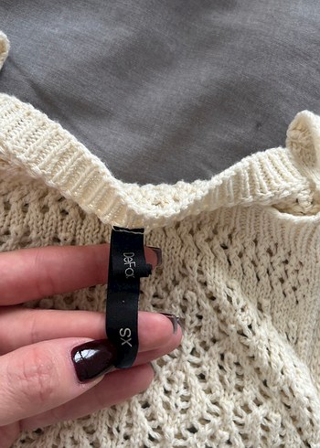 Bohem Tarzı Beyaz Örgü Boğazlı Kolsuz Kazak - Görsel 2