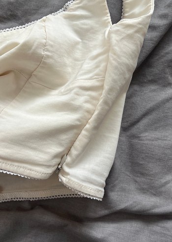 Beyaz Keten Askılı Kadın Büstiyer - Görsel 2