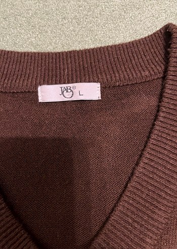 Kahverengi triko V Yaka Kadın Kazak - Görsel 2