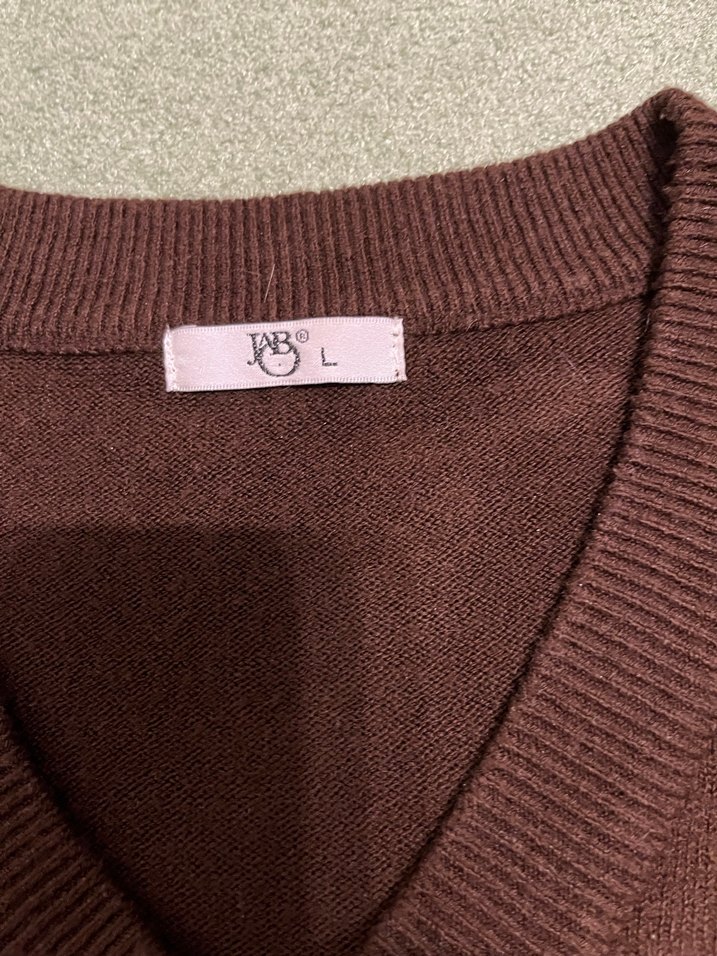 Kahverengi triko V Yaka Kadın Kazak - Görsel 2