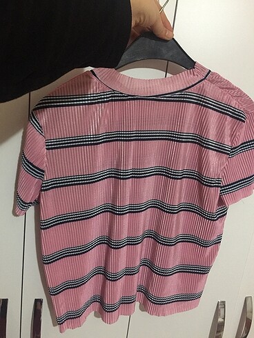 Diğer Pembe yatay çizgili tshirt