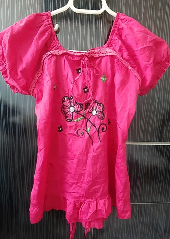 Nakışlı Pembe Bluz - Görsel 3