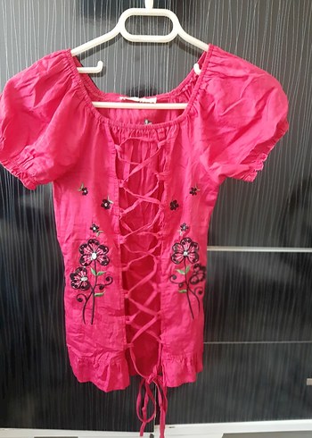 Nakışlı Pembe Bluz - Görsel 2