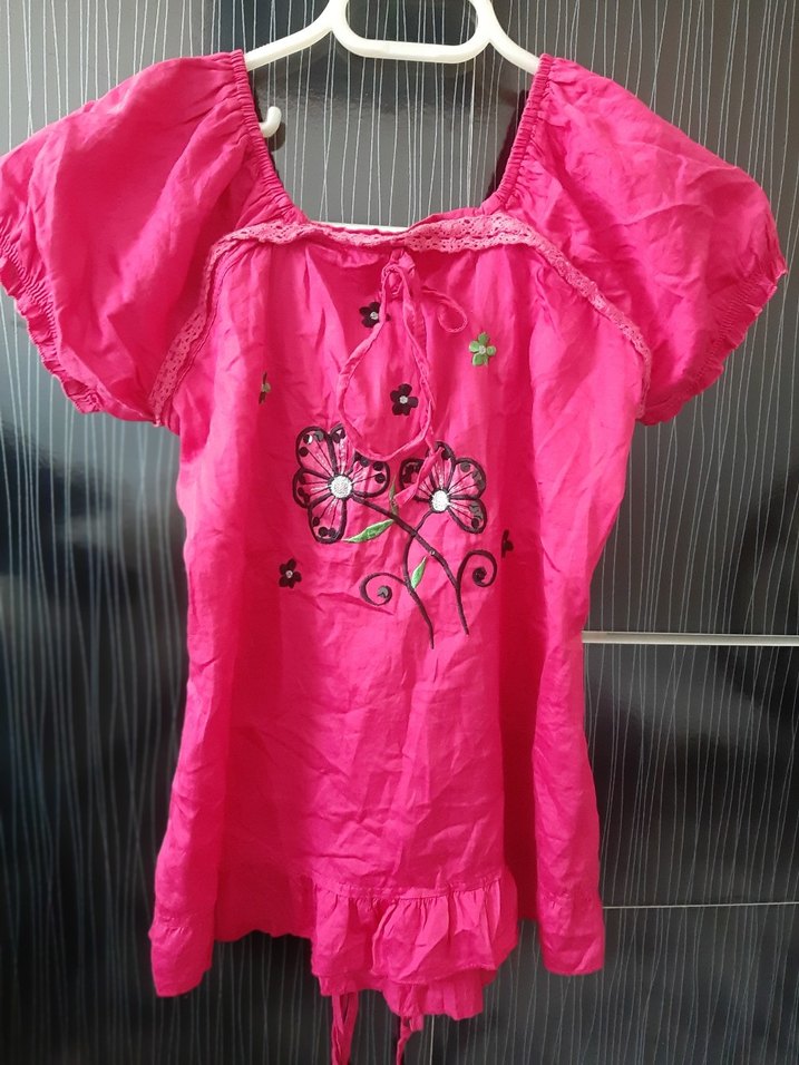 Nakışlı Pembe Bluz - Görsel 3
