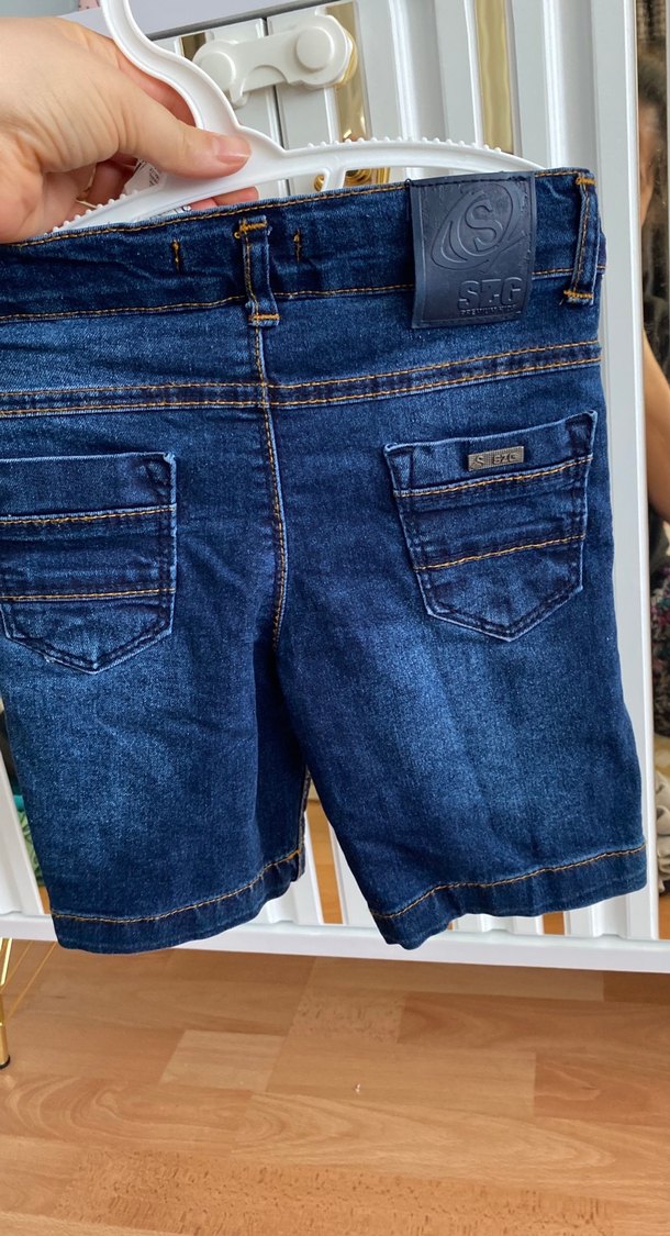 Koyu Mavi Baskılı Erkek Kot Şort - Görsel 3