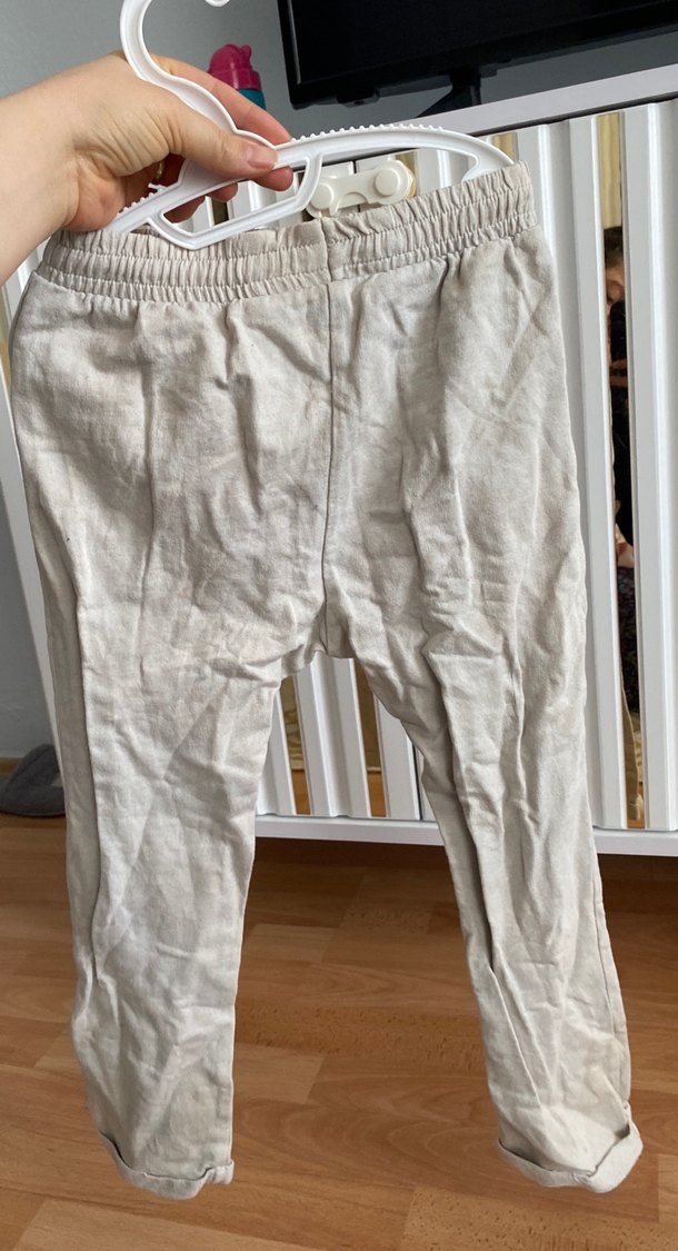 Erkek Çocuk Bej Keten Bol Kesim Pantolon - Görsel 4