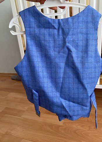 Düğmeli Mavi Çocuk Yeleği - Görsel 5