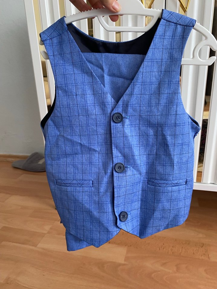 Düğmeli Mavi Çocuk Yeleği - Görsel 2