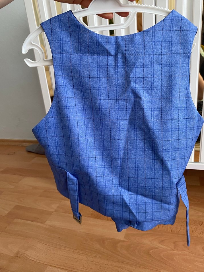 Düğmeli Mavi Çocuk Yeleği - Görsel 5