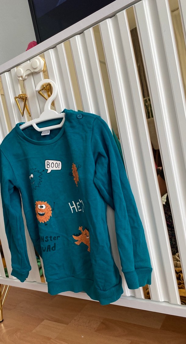 Erkek Çocuk Turkuaz Baskılı Sweatshirt - Görsel 3